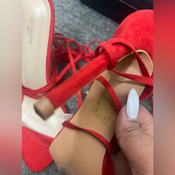 Red High Strappy Heels - Picture 2 of 4